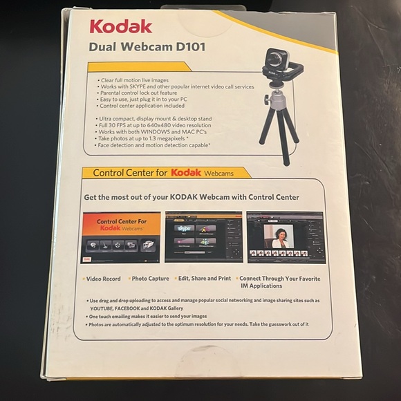 Brand New! Kodak Dual Webcam D101  Pack With Built In Microphone For Video Calls - Picture 3 of 5